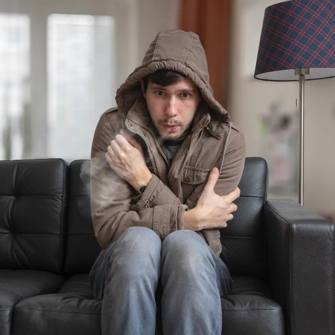 guy freezing inside